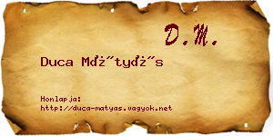 Duca Mátyás névjegykártya